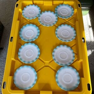 Vintage Hazel Atlas milk glass ruffle-edged saucers